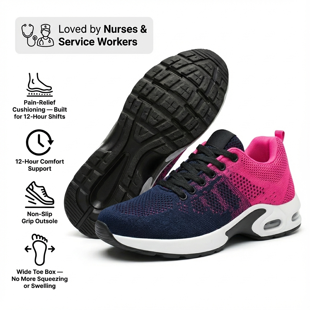 12-Hour Shift Shoes for All-Day Foot, Knee & Back Pain Relief (BOGO)