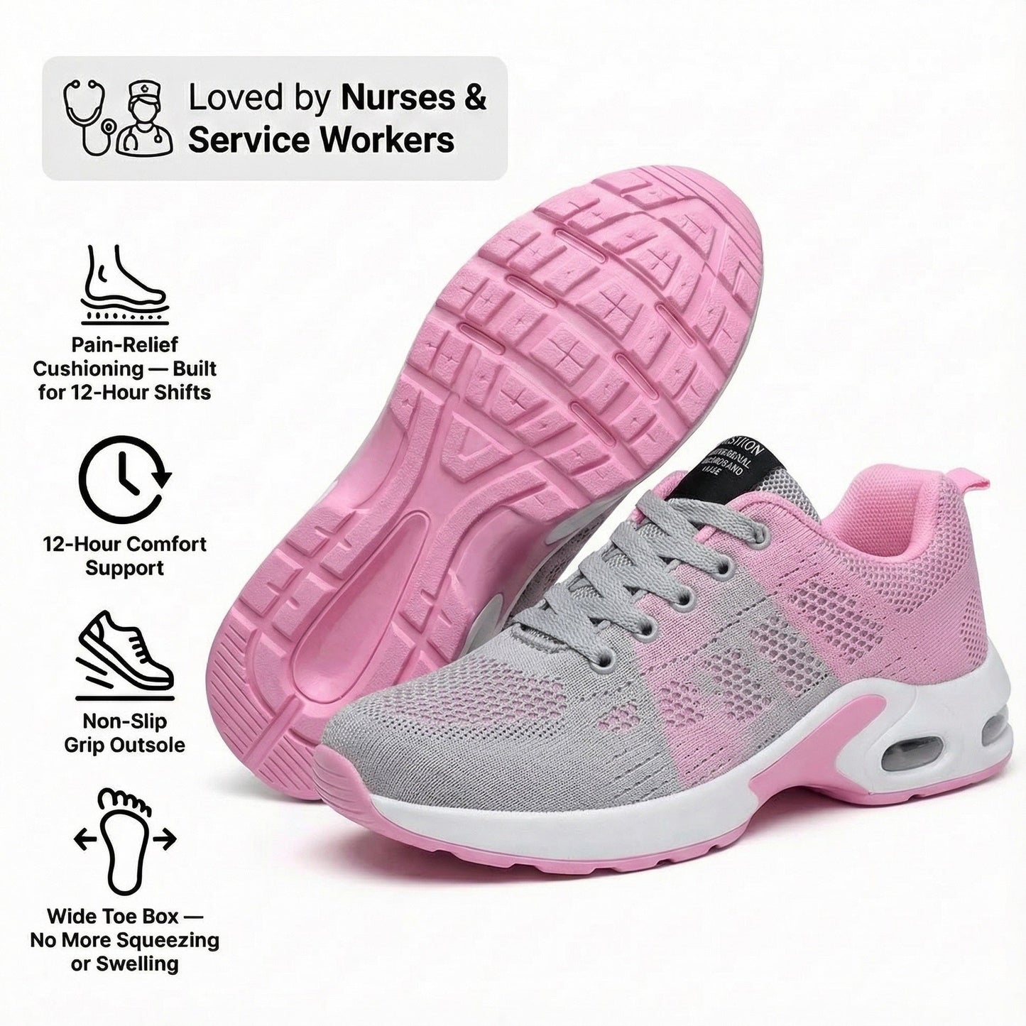 12-Hour Shift Shoes for All-Day Foot, Knee & Back Pain Relief