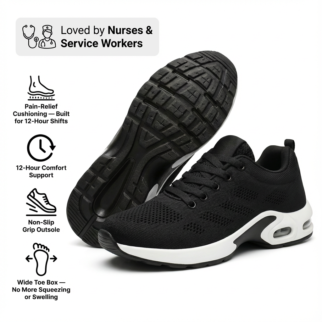 12-Hour Shift Shoes for All-Day Foot, Knee & Back Pain Relief (BOGO)