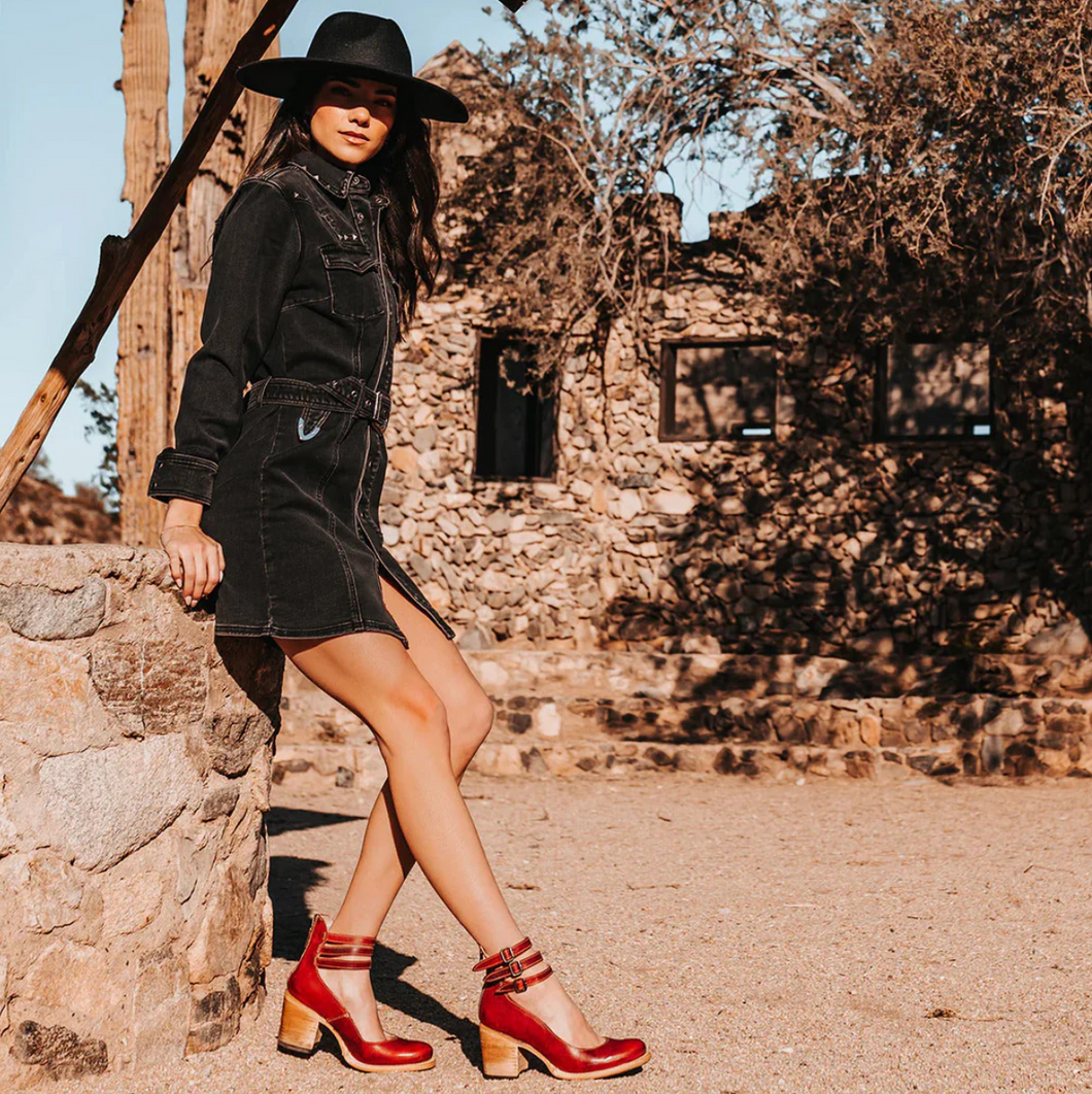 Zoey - Vintage Elegance Leather Heels