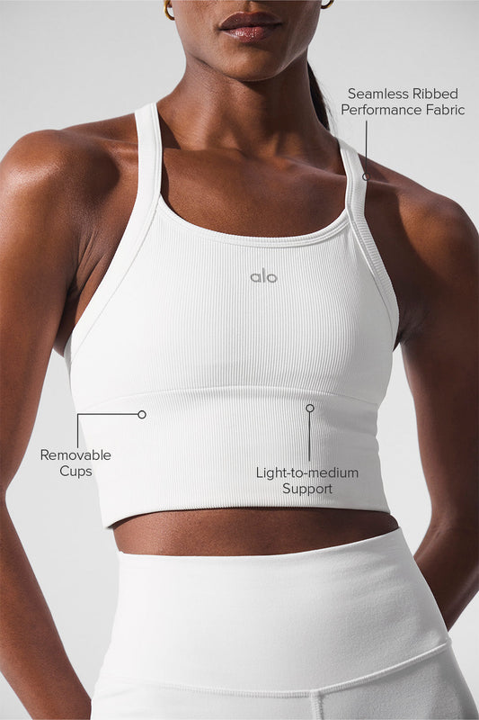 Seamless Ribbed Favorite Bra Tank - White