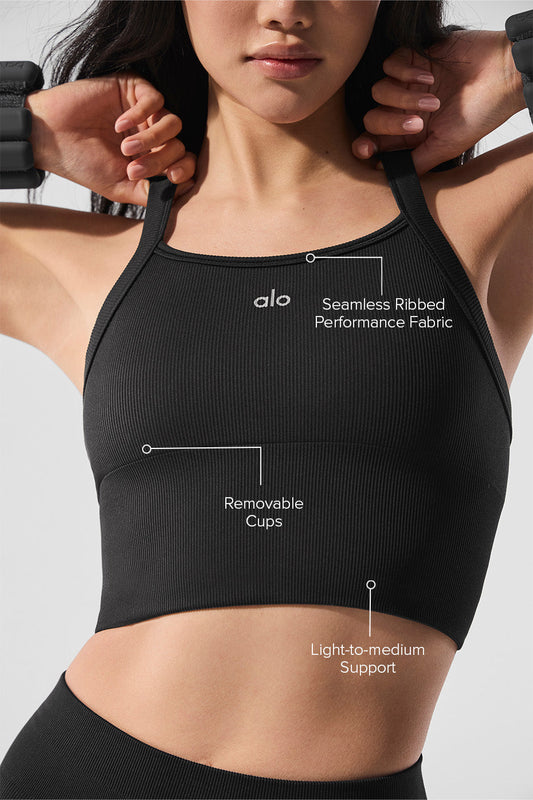 Seamless Ribbed Favorite Bra Tank - Black