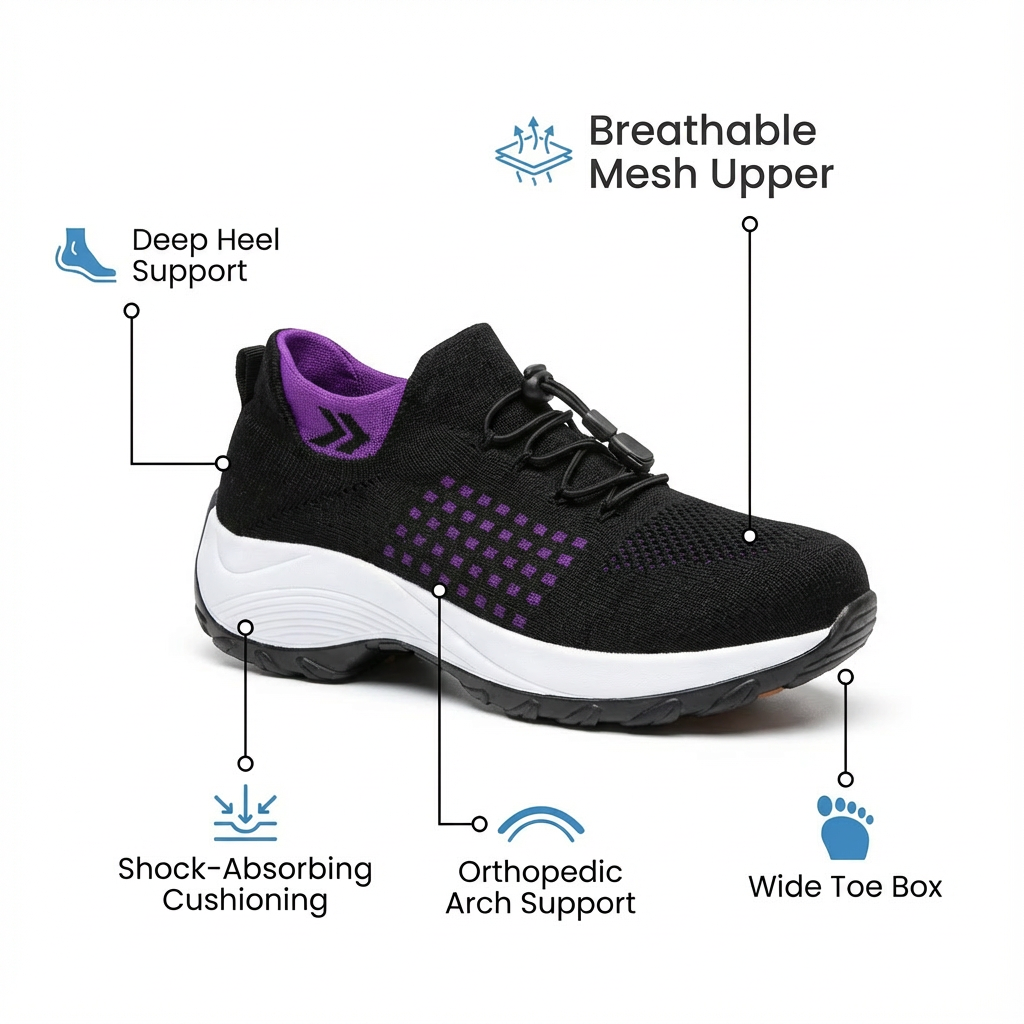 12-Hour Comfort Shoes for Heel & Plantar Fasciitis Relief (BOGO)