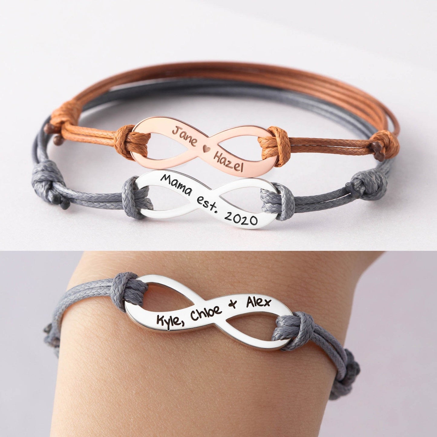 Infinite Eternal Name-Engraved Braided Bracelet