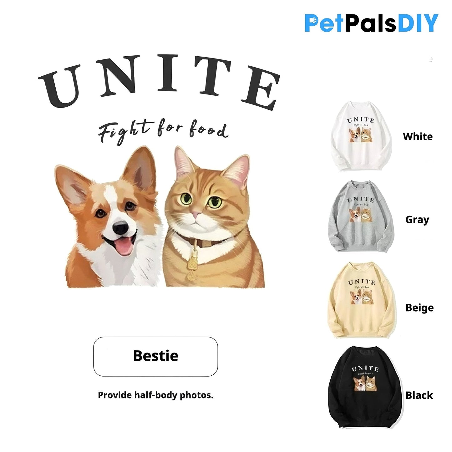 Personalized Pet Portrait Cotton Hoodie