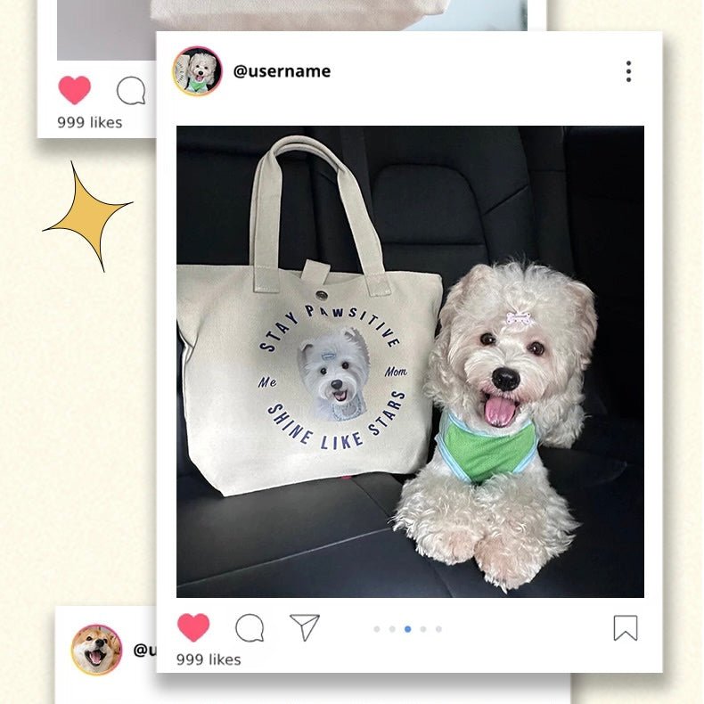Personalized Pet Portrait Cotton Tote Bag
